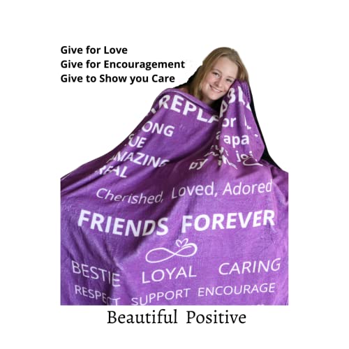 Friendship Throw Blanket Purple, Soft and Cozy, Unique Gifts for Women Celebrating Friendship, Caring for Women