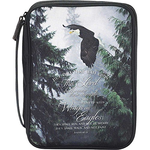 Black Eagles Denier Polyester Fabric Bible Cover Case, Large