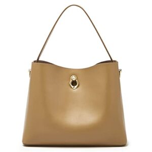 foxlover cow leather crossbody bag for women large capacity bucket bags stylish ladies shoulder bag purse handbag