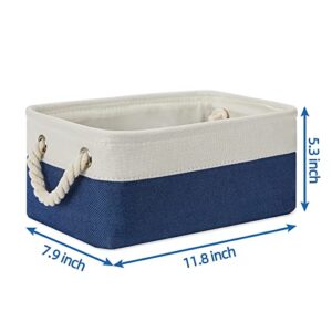 Temary Fabric Storage Bins for Cube Organizer 4 Pack Cube Storage Bins 13 Storage Cubes for Shelves Storage Baskets for Organizing Toys, Books, Clothes, Towels (White & Blue)