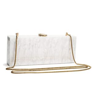 acrylic clutch evening bag for women, long pearl acrylic clutch handbag for dinner party wedding iphone white