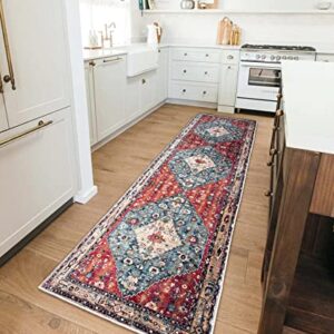 IOHOUZE Boho Runner Rug, 2x8 Vintage Kitchen Rugs Oriental Distressed Carpet Runner Washable Non-Slip Hallway Floor Runner for Living Room Entryway