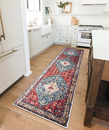 IOHOUZE Boho Runner Rug, 2x8 Vintage Kitchen Rugs Oriental Distressed Carpet Runner Washable Non-Slip Hallway Floor Runner for Living Room Entryway