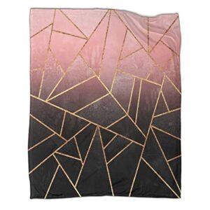 fucybu marble blanket,pink black gradient stone surface gold line geometric marble throw blanket,home durable blanket,60x80inch(150x200cm) blankets for sofa couch travel