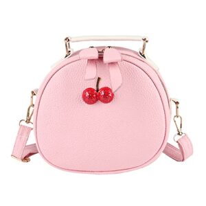 sukutu women cute cherry tote handbag girls small circle round crossbody shoulder bag clutch purse