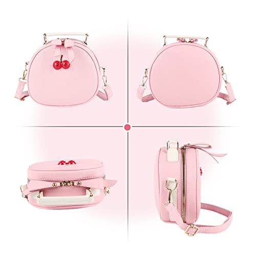 SUKUTU Women Cute Cherry Tote Handbag Girls Small Circle Round Crossbody Shoulder Bag Clutch Purse