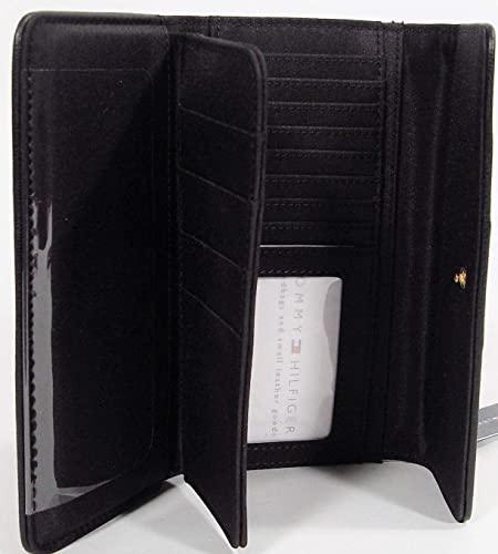 Tommy Hilfiger Women's Monogram Logo Jacquard Checkbook Wallet Clutch Bag - Black / White