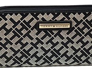 Tommy Hilfiger Women's Logo Jacquard Zip Around Wallet Clutch Bag - Black