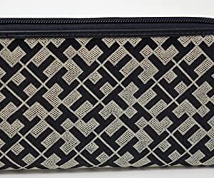 Tommy Hilfiger Women's Logo Jacquard Zip Around Wallet Clutch Bag - Black