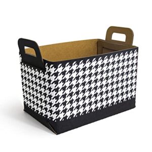 UNILPWAY Houndstooth Black and White,Storage Bins,Foldable Storage Box Organizer With Handle For Home, Closet (14.96 inch *13.38 inch *6.3 inch)