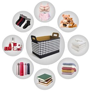 UNILPWAY Houndstooth Black and White,Storage Bins,Foldable Storage Box Organizer With Handle For Home, Closet (14.96 inch *13.38 inch *6.3 inch)