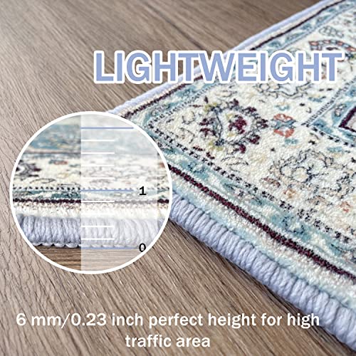 IOHOUZE Accent Rug, Boho Bath Mat Low-Pile Non-Shedding Oriental Area Rug Boho Chic Medallion Area Rug 3x5 Washable Bathroom Rug for Kitchen Bathroom Laundry