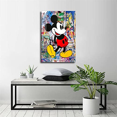 IXLLU Banksy Graffiti Street Art Mickey Poster Decorative Painting Canvas Wall Art Living Room Posters Bedroom Painting 16x24inch(40x60cm)