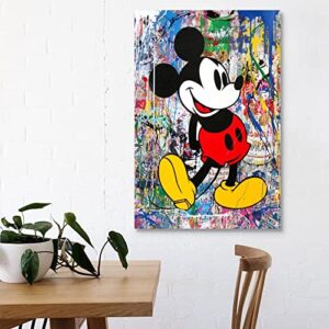 IXLLU Banksy Graffiti Street Art Mickey Poster Decorative Painting Canvas Wall Art Living Room Posters Bedroom Painting 16x24inch(40x60cm)