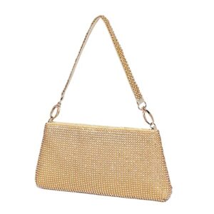 yuwita rhinestone evening bag clutch glitter sparkly purse for women (gold)