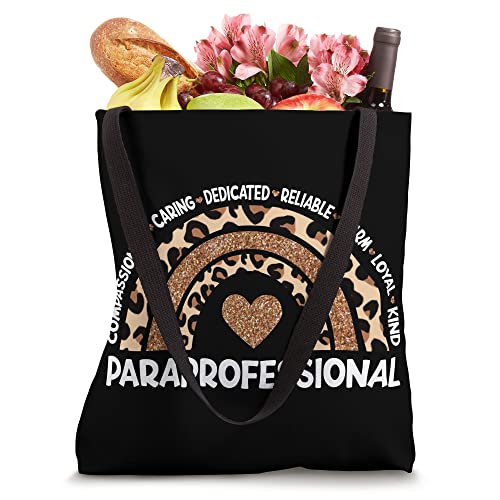 Paraprofessional Leopard Rainbow Paraeducator Para Heart Tote Bag