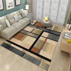 multicolor geometric plaid area rug, indoor outdoor rug, foldable cozy casual living room bedroom area rug – non-slip, 4×6′ machine washable rug,, 4*6ft