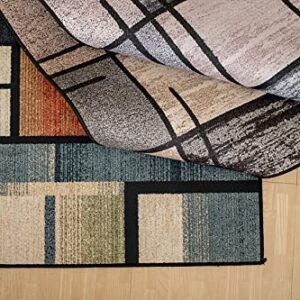 Multicolor Geometric Plaid Area Rug, Indoor Outdoor Rug, Foldable Cozy Casual Living Room Bedroom Area Rug - Non-Slip, 4x6' Machine Washable Rug,, 4*6ft