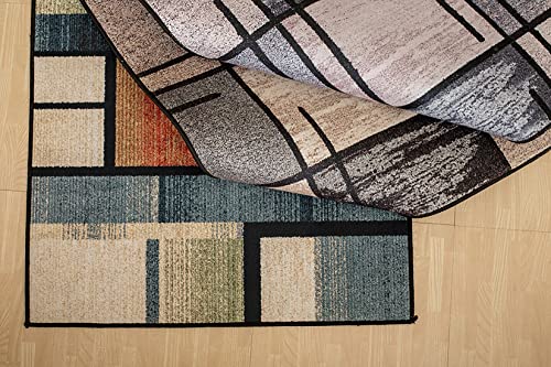 Multicolor Geometric Plaid Area Rug, Indoor Outdoor Rug, Foldable Cozy Casual Living Room Bedroom Area Rug - Non-Slip, 4x6' Machine Washable Rug,, 4*6ft