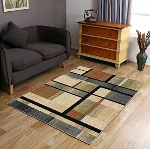 Multicolor Geometric Plaid Area Rug, Indoor Outdoor Rug, Foldable Cozy Casual Living Room Bedroom Area Rug - Non-Slip, 4x6' Machine Washable Rug,, 4*6ft