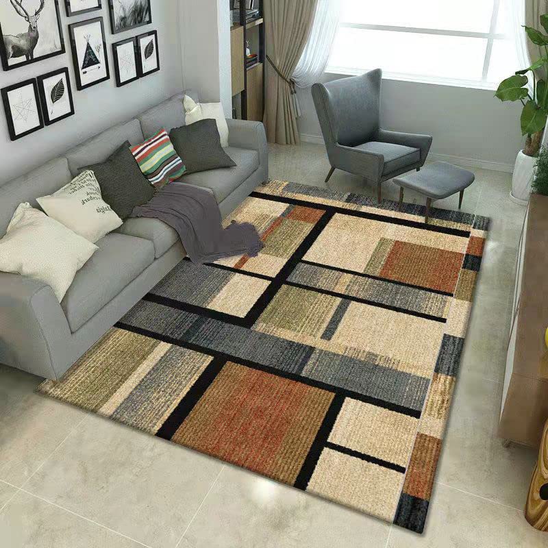 Multicolor Geometric Plaid Area Rug, Indoor Outdoor Rug, Foldable Cozy Casual Living Room Bedroom Area Rug - Non-Slip, 4x6' Machine Washable Rug,, 4*6ft