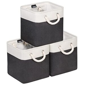 keegh fabric cube storage bins 10.5×10.5 foldable storage bins small cube organizer baskets for closet shelf nursery bedroom office organizing,sturdy storage box with handles, black