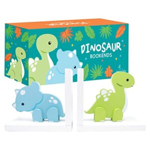 Decorably Dinosaur Bookends for Kids - Kids Bookends, Kids Book Ends for Boys Room, Cute Book Ends for Kids Room, Boy and Girl Bookends, Kid Book Ends, Child Bookends, Nursery Bookends for Baby Room