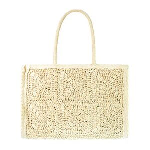 Handwoven Straw Vintage Purse Bag Bohemian Large Straw Beach Bag Chic Casual Handbag Shoulder Bag Tote Rattan Vacation Bag