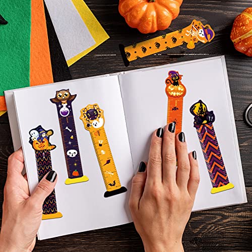 60 Pcs Halloween Bookmark Rulers for Kids Halloween Theme Horror Bookmark Pumpkins Skulls Page Marker Halloween Party Favors for Classroom Rewards Trick or Treat Prizes (Horrible Style)