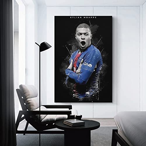 BFXLMKI Kylian Mbappe Poster Wall Art Prints Canvas painting for room aesthetic Decor ready to hanging 12x18inch(30x45cm) Unframe