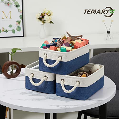 Temary Storage Baskets for Cube Organizer 10Pack Fabric Basket with Handles for Organizing Cube Storage Bins Storage Basket Shelf Baskets for Home Office Closet (White&Blue)