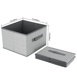 Dayard Fabric Bins [3-Pack], Foldable Cube Baskets Storage Boxes for Shelves, Closet, Bookshelf, Nursery Organizer Containers, 11 x 11 x 8 inch Grey