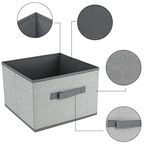 Dayard Fabric Bins [3-Pack], Foldable Cube Baskets Storage Boxes for Shelves, Closet, Bookshelf, Nursery Organizer Containers, 11 x 11 x 8 inch Grey
