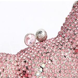 UMREN Women Luxury Crystal Clutch Bowknot Rhinestone Evening Bag Purse for Wedding Party Pink