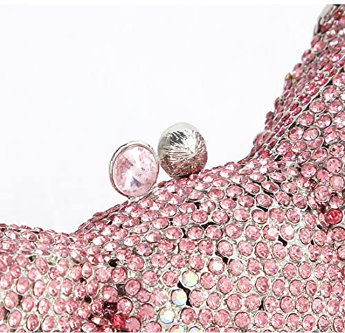 UMREN Women Luxury Crystal Clutch Bowknot Rhinestone Evening Bag Purse for Wedding Party Pink