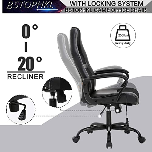 Gaming Chair Massage Office Chair Ergonomic Video Game Chairs Adjustable Reclining Computer Chair with Lumbar Support Armrest Headrest Task Rolling Swivel Chair Game Chair for Adult Teen - Black