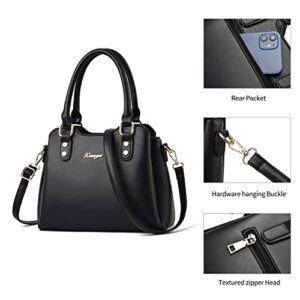 XIAOYU Purses and Handbags for Women Fashion Tote Bag Shoulder Bag Top Handle Satchel Purse Set 2pcs (Black)