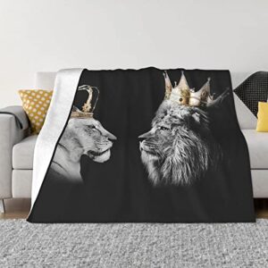 neteda lion blanket queen and king throw for adults lioness couple super warm soft plush lightweight fleece flannel winter bedding gifts women kids 60’x80′