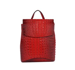 fashion convertible backpack vegan leather travel handbag daily shoulder bag multi styles colors (red_croco)