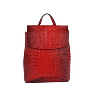 Fashion Convertible backpack Vegan Leather Travel Handbag Daily Shoulder Bag Multi Styles Colors (Red_Croco)