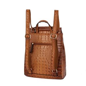 Fashion Convertible backpack Vegan Leather Travel Handbag Daily Shoulder Bag Multi Styles Colors (Red_Croco)