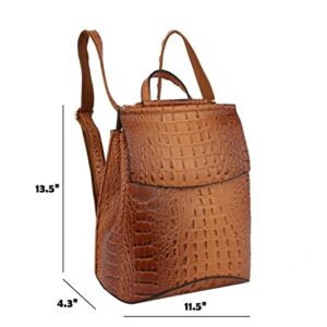 Fashion Convertible backpack Vegan Leather Travel Handbag Daily Shoulder Bag Multi Styles Colors (Red_Croco)