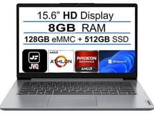 lenovo newest ideapad 15.6″ hd laptop, athlon silver 3050u 2.3 ghz (beats i3-1005g1) dual-core processor, 8gb ram, 640gb ssd(128gb emmc+512gb pcie ssd), wifi, webcam, bluetooth, win 11 s, cloud grey