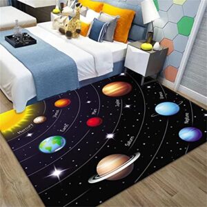 Large Area Rug for Living Dinning Room Outer Space Solar System Galaxy Nebula Planet Bedroom Rugs Study Room Floor Mat Non-Slip Carpet, 5' x 8'