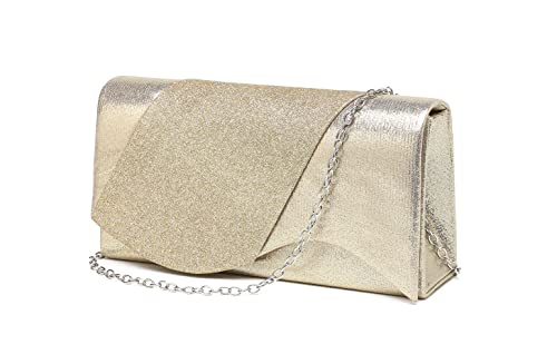 Dreubea Women's Glittering Envelope Purse Evening Shoulder Crossbody Wedding Bag Gold