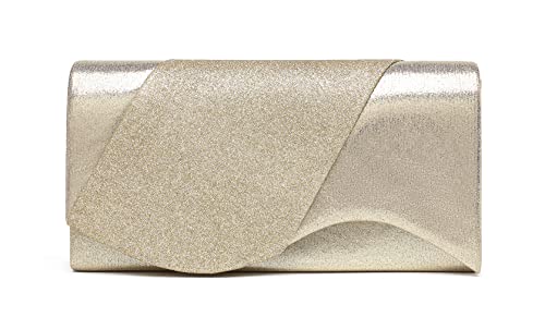 Dreubea Women's Glittering Envelope Purse Evening Shoulder Crossbody Wedding Bag Gold