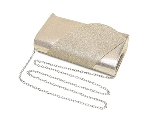 Dreubea Women's Glittering Envelope Purse Evening Shoulder Crossbody Wedding Bag Gold