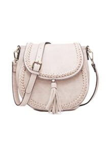 yaqunicer women retro crossbody handbag saddle tassel satchel purses shoulder bag-off white
