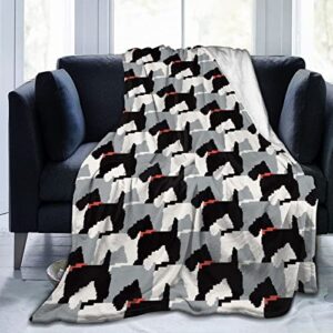 maikeway black scottie dogs fleece blanket throw warm super soft comfort for travel outdoor home 60″x50″