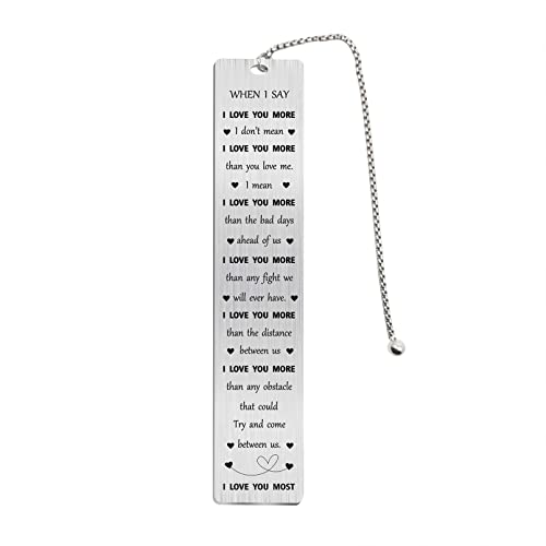 Jzxwan I Love You Gifts Bookmark for Him Her, When I Say I Love You More Note, Personalized Wedding Anniversary Present for Husband Wife, Unique Birthday Valentine's Day Gifts for Men Women